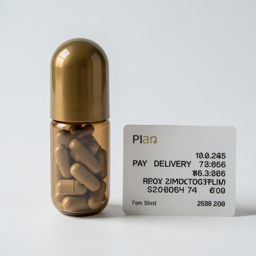 Elderberry Zinc capsule bottle standing upright with pay on delivery order card beside it